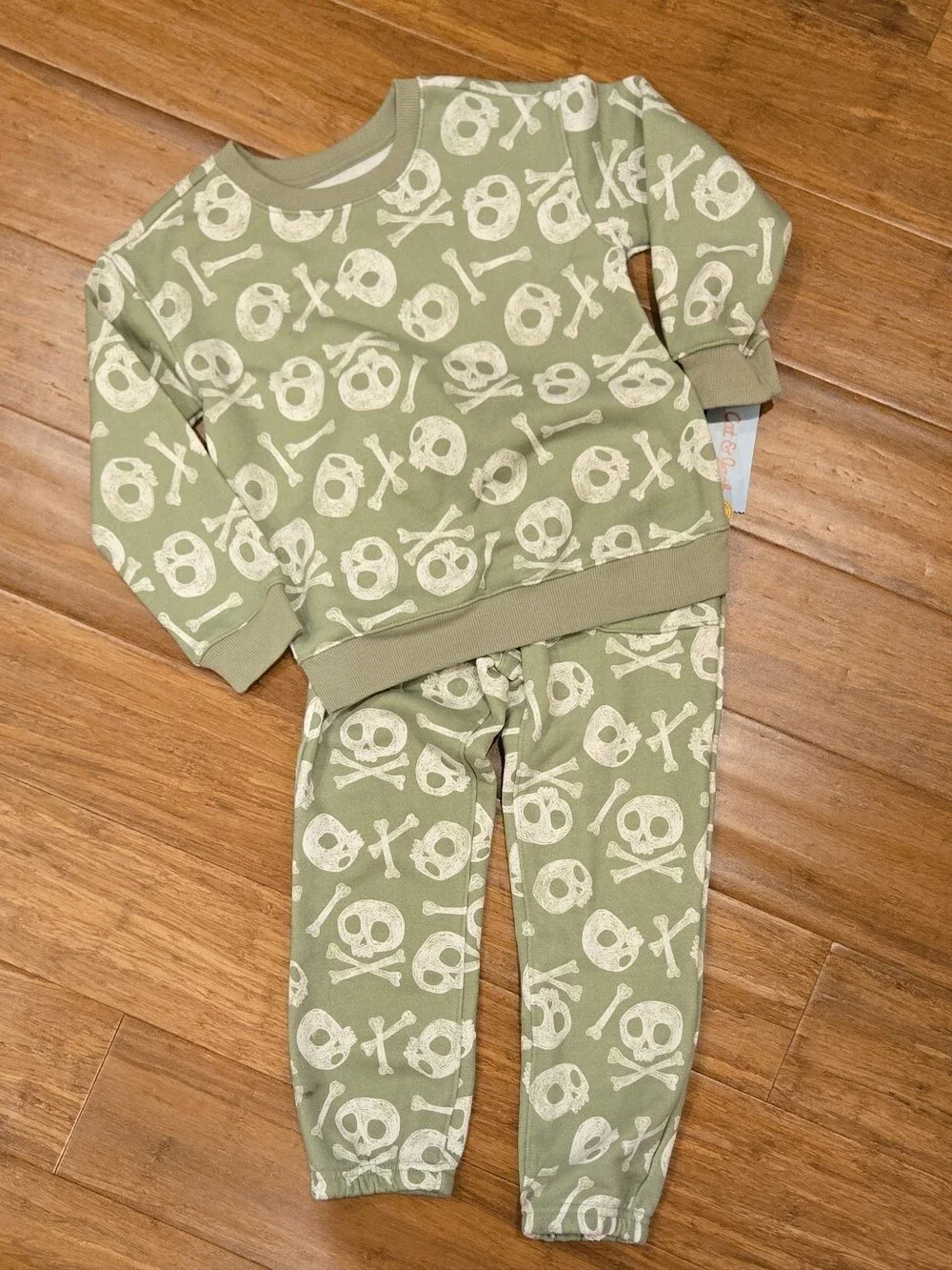 Cat & Jack Skull & Bones Sweat Shirt And Pants Matching Set